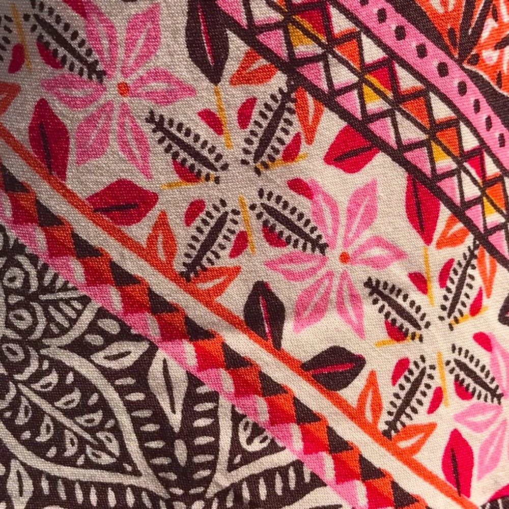Miami Boho Brown Orange Pink Cream Floral Printed Halter Midi Dress Size Medium - Picture 12 of 16